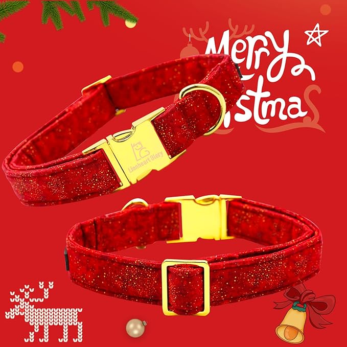 Lionheart glory Christmas Dog Collar, Red Dog Bow Collar Adjustable Soft and Comfortable Bowtie Collars for Large Dogs Girl or Boy Pet Gift Fall Collar Dog Bow