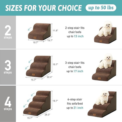 Dog Stairs for Medium Bed 20" H 15.7x28.3x19.7in, Brown, 4 Tiers
