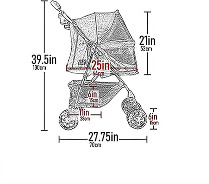 Pet Gear No-Zip Happy Trails Pet Stroller for Cats/Dogs 3 Colors