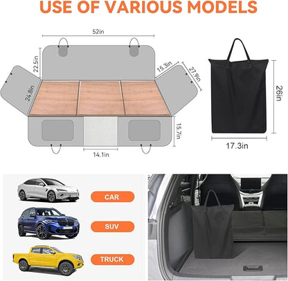 Car Back Seat Extender for Dogs Hard Bottom Car Seat Cover for Dogs, Support 400lbs,Dog Car Seat Cover with Hard Bottom Dog Car Seat Bed, Dog Backseat Hammock Seat for Cars, SUVs, Trucks