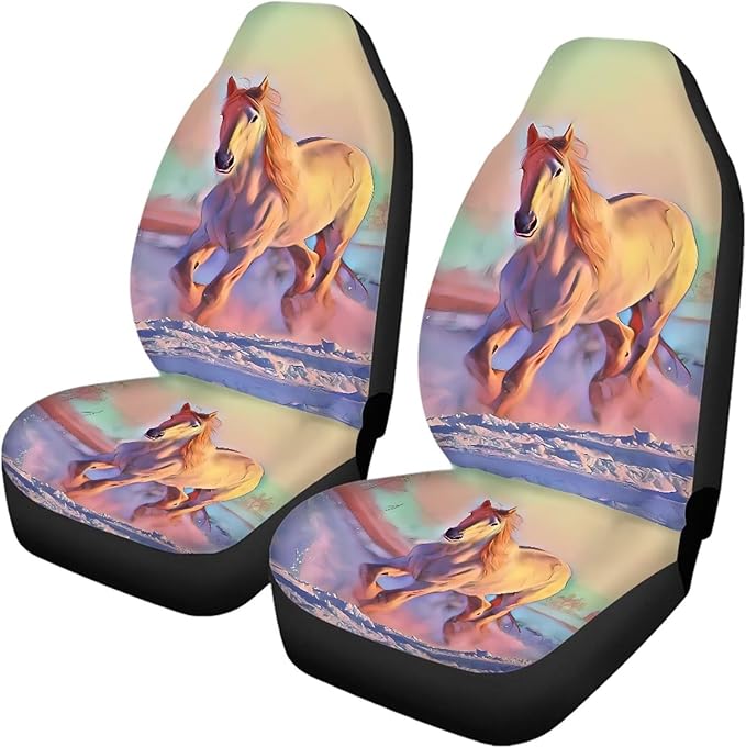 Horse Vehicle Seat Covers Set Front Back Seat 4 Travel