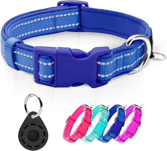 azuza Reflective Dog Collar with Airtag Holder