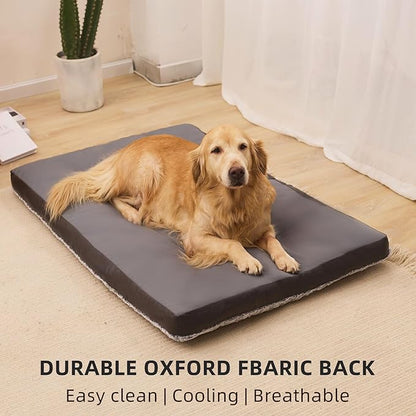 Washable Dog Crate Bed Deluxe Plush Dog Beds Reversible All-Seasons Bed Pet Sleeping Mattress for Large