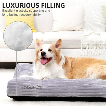Dog Crate Bed Washable Dog Beds for Large Dogs Deluxe Thick Flannel Fluffy Comfy Kennel Pad Anti-Slip & Anti-Scratch Pet Sleeping Mat 35 x 23 Inch,