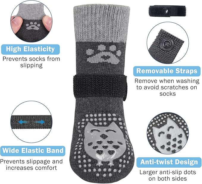 SCENEREAL Dog Socks to Prevent Licking Paws for Hardwood Floors Anti Slip