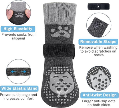 SCENEREAL Dog Socks to Prevent Licking Paws for Hardwood Floors Anti Slip