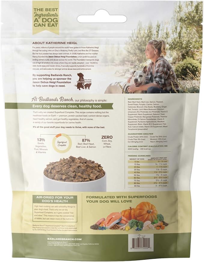 by Katherine Heigl- Superfood Complete Beef Formula Adult Dog Food, Air-Dried, High Protein, Zero Fillers, Superfood Nutrition (24 oz.)