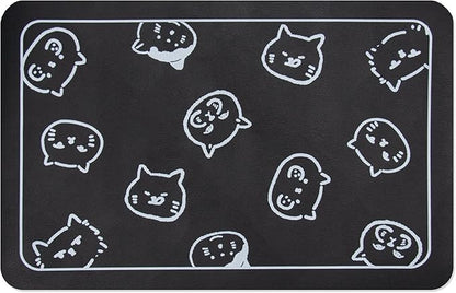 YCT Cat Food Mat for Pet Dog Food Mat, Cat Mat for Food and Water, Cat Feeding Mat Pet Dog Cat Bowl Mat, Non-Slip Super Absorbent, with Multiple cat Heads Logo，24 x 16.9 inches, Black