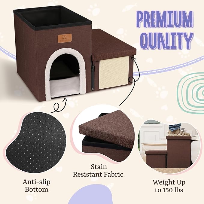 downluxe Dog Stairs for Small Dogs (2-Step Pet