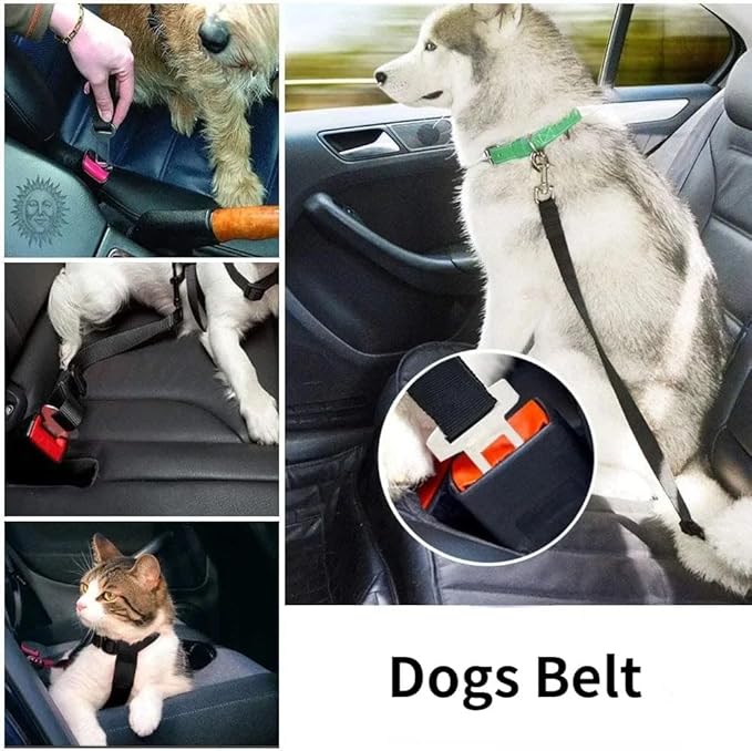 3PCS Dog Seat Belt for Car,Dog Car Harness Adjustable Dog Seat Belt for Vehicle Nylon Pet Safety Seat Belts Durable and Comfortable Dog Seat Belt Heavy Duty for Safe and Enjoyable (Black+Grey+Blue)