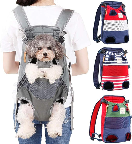 Dog Carrier Backpack, Pet Front Carrier Backpack Legs Out Dog Chest Carrier for Small Medium Dogs, Hands-Free Cat Backpack Carrier Dog Travel Backpack Airline Approved Hiking Bike Motorcycle