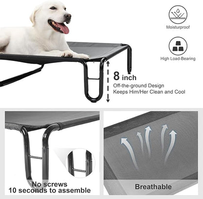 pettycare Elevated Outdoor Dog Bed 85 lbs,Black