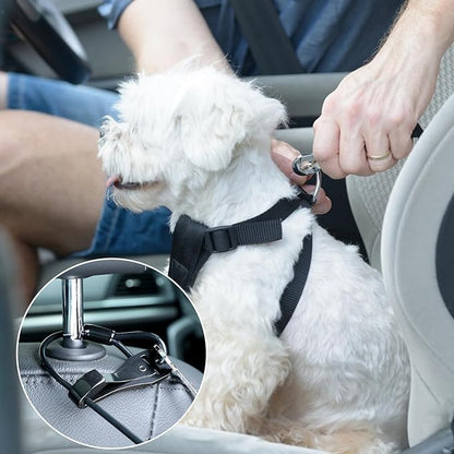 Car Harness for Dogs Safety Seat Belt Heavy Duty Service Dog Leash 24 in Chew Proof Dog Leash Steel Service Dog Car Harness 3-in-1 Dog Seat belt Harness with Hook for Dogs Travel Accessories