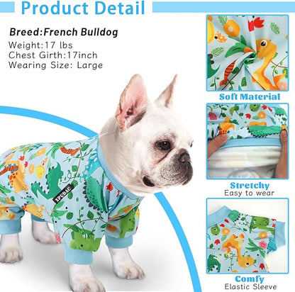 XPUDAC 4 Pack Dog Pajamas Soft Strechy Summer Dog Clothes for Small Medium Dogs Boy Girl Cat Apparel-Mediwum