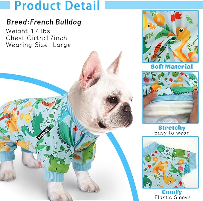 XPUDAC 4 Pack Dog Pajamas Soft Strechy Summer Dog Clothes for Large Medium Dogs Boy Girl Cat Apparel-3X-Large