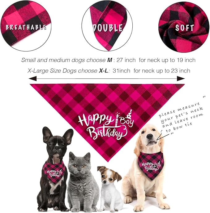 Dog Birthday Bandana Set Dog Girl Birthday Hat Happy Birthday with Numbers for Large X-Large Dogs Pets