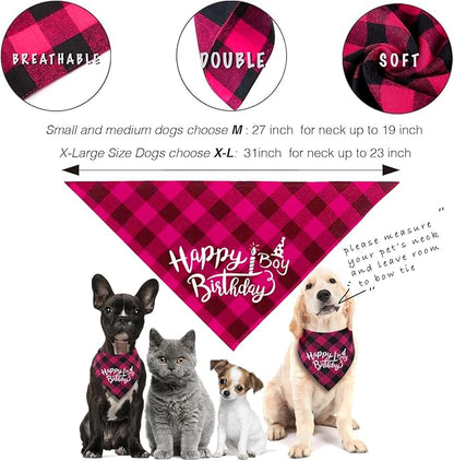 Dog Birthday Bandana Set Dog Girl Birthday Hat Happy Birthday with Numbers for Large X-Large Dogs Pets