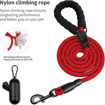 Heavy Duty Dog Leash for Large Medium Small Breed Dogs Handle,4/5/6 FT Holder,Red,1/2 inch