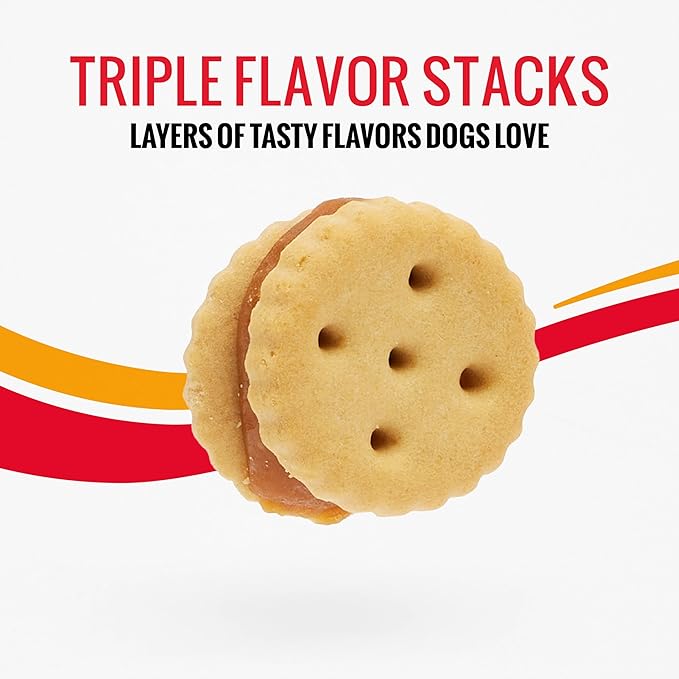 Good 'n' Tasty Triple Flavor Stacks with Peanut Butter, 9 Ounces, Bite Sized Snacks for Dogs with Premium Chicken and Real Peanut Butter