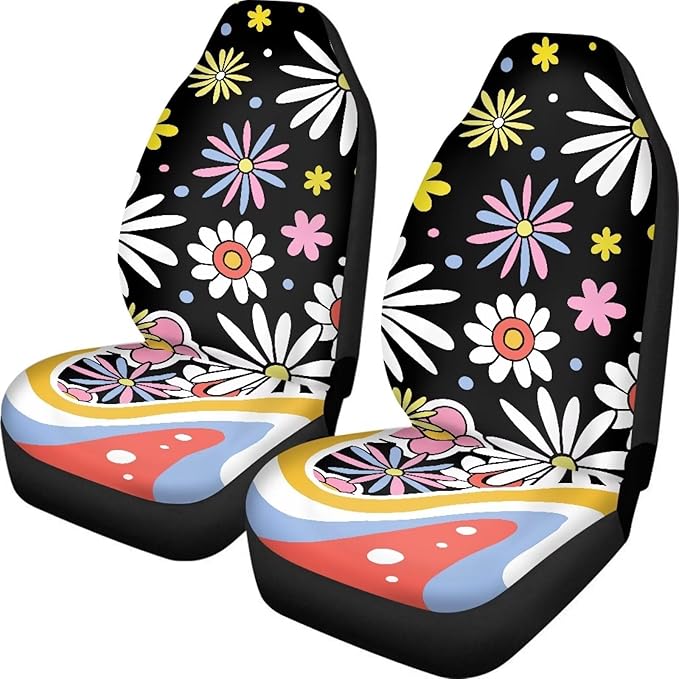 UNICEU Hippie Flower Car Seat Covers Universal 2