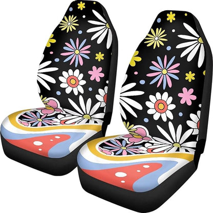 UNICEU Hippie Flower Car Seat Covers Universal 2