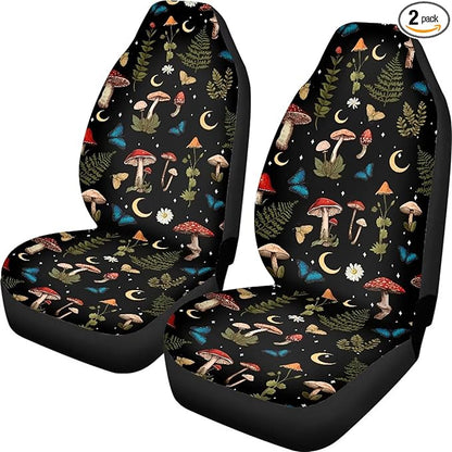 Mushroom Daisy Print Car Seat Covers Front Seats Only Set for Women Men