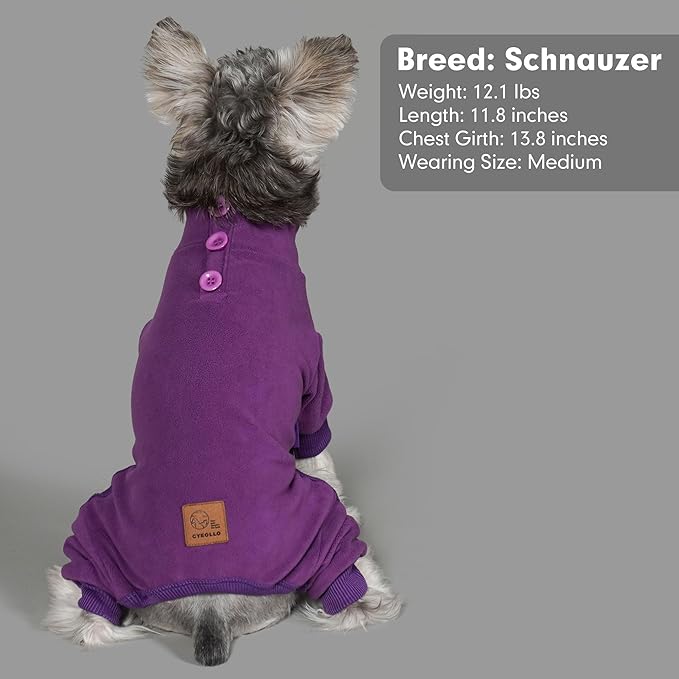 cyeollo Dog Pajamas Fleece Dog Pjs Jumpsuit Thermal Dog Onesie Stretchable Doggie Warm Pet Winter Coat for Small Dogs