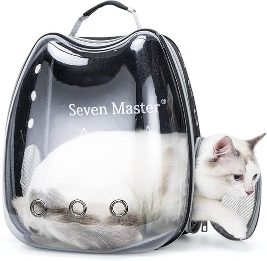 Cat Backpack Carrier Bubble Bag, Space Capsule Pet Carrier for Small Dogs and Cats, Clear Bubble Backpack for Hiking, Travel and Outdoor Use - Black (D-BPCatshape)