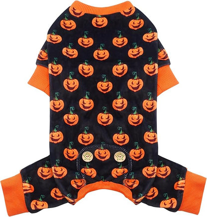 KYEESE Dog Pajamas Halloween for Small Dogs Pumpkin Dog Pjs Onesie Stretchable Soft Material Cat Pajamas