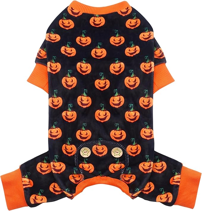 kyeese Dog Pajamas Halloween for Large Dogs Pumpkin Pjs Onesie Stretchable Soft Material Holiday Costume (XXX-Large)