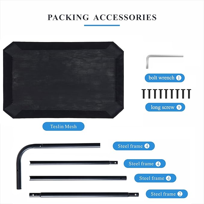 Portable Raised Cooling Steel-Framed Elevated Pet Bed