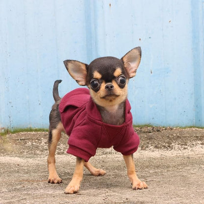 LOPHIPETS Lightweight Cotton Hoodie for Small Dogs – Hooded Sweatshirt for Chihuahuas Puppy and Toy Breeds-Red/XS