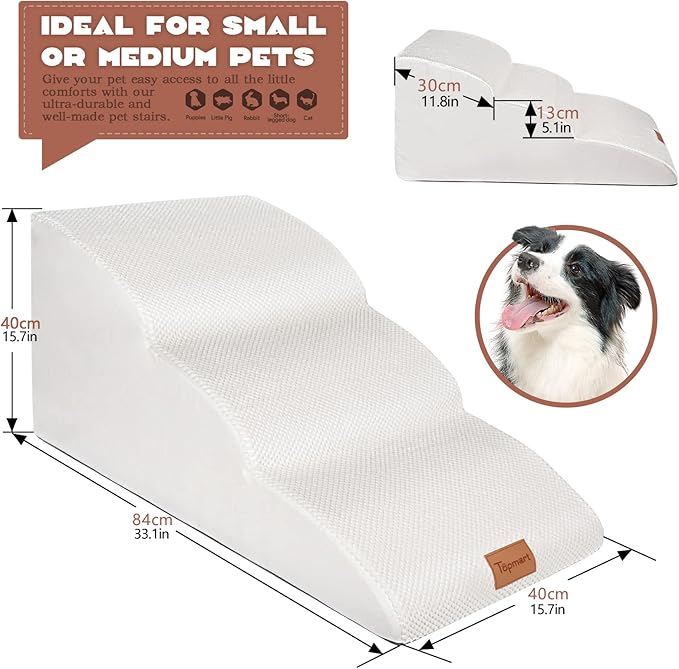 Topmart High Density Extended Foam Dog Ramp&Steps 3 Tiers 15.7" High,Non-Slip