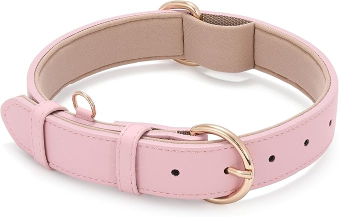 WHIPPY Soft Padded Leather Dog Collar for Small Medium Large Dogs Heavy Duty Dog Collar with Adjustable Rust-Proof Metal Hardware
