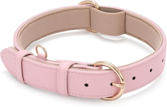 WHIPPY Soft Padded Leather Dog Collar for Small Medium Large Dogs Heavy Duty Dog Collar with Adjustable Rust-Proof Metal Hardware