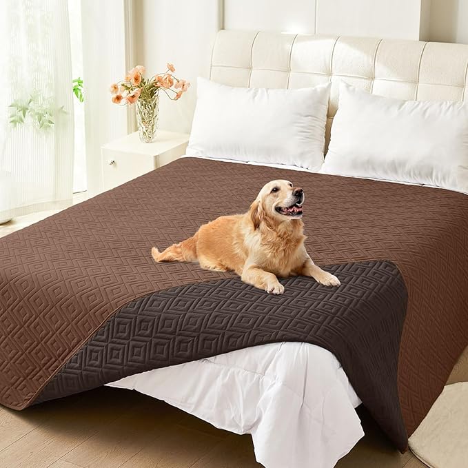 hyha Waterproof Dog Blanket, Soft Dog Bed Cover Pet Blankets, Waterproof Sofa Couch Cover for Dogs Washable, Reversible Pet Couch Covers for Sofa Furniture (82x102 Inch, Brown/Chocolate)