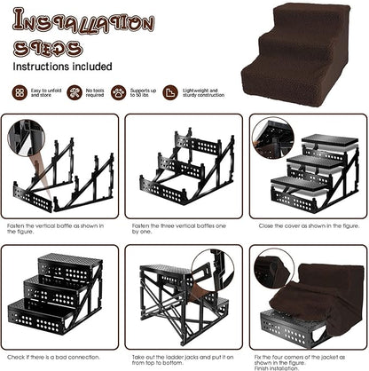 Topmart Plastic Dog Stairs Steps for Small Dogs & Cats 3 Tiers