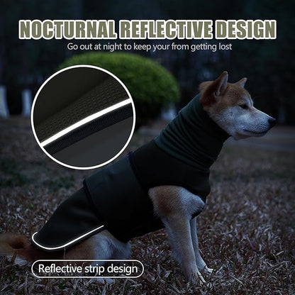 Dog Anxiety Jacket, Dog Shirt with Turtleneck, Breathable Calming Vest, Indoor and Outdoor Separated Pet Jacket (Military green, X-Large)