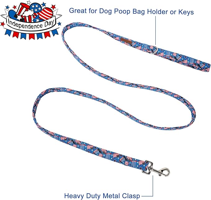 Patriotic Dog Leash Match 4th of July Dog Collar 4th of