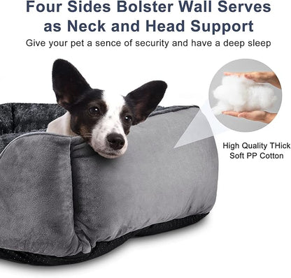 JOEJOY Rectangle Dog Bed for Large Medium Small Dogs Machine Washable Sleeping Dog Sofa Bed Non-Slip Bottom Breathable Soft Puppy Bed Durable Orthopedic Calming Pet Cuddler