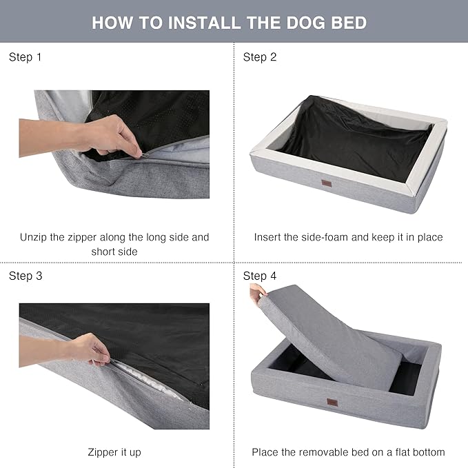 EXQ Home Orthopedic Dog Bed for X-Large Dog 2 in 1 Multipurpose Liner(Grey,42x30x6 inches)