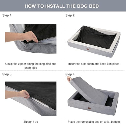 EXQ Home Orthopedic Dog Bed for X-Large Dog 2 in 1 Multipurpose Liner(Grey,42x30x6 inches)