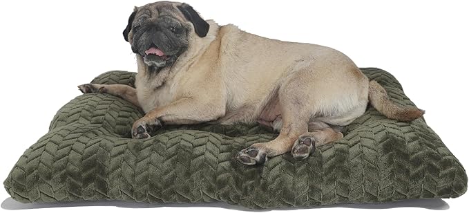 19x30 Dog Crate Bed for Medium Dogs Washable,30 in Dog Crate Bed Super Comfy Pet Bed for Joints,Soft Dog Pad with Deluxe Non Slip Bottom fit Kennel or Cage Anti Anxiety for Crate Sleeping Pillow,Olive