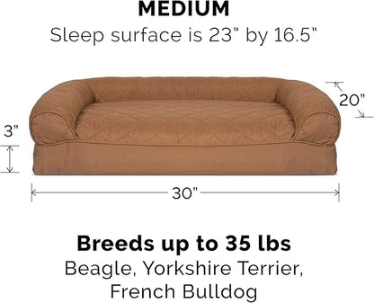 Furhaven Pillow Dog Bed for Medium/Small Dogs w/ Removable Bolsters & Washable Cover