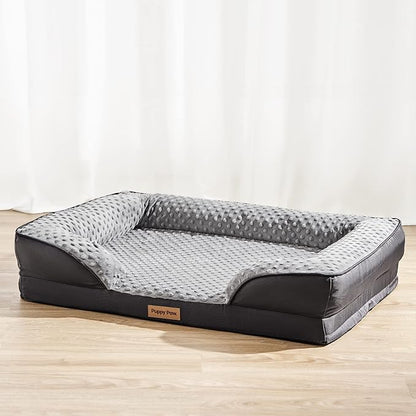 Soft Supportive Certipur-Us Certified Egg Crate Foam Dog Bed for Large Dogs (35" x 25" x 7", Up 75LBs)