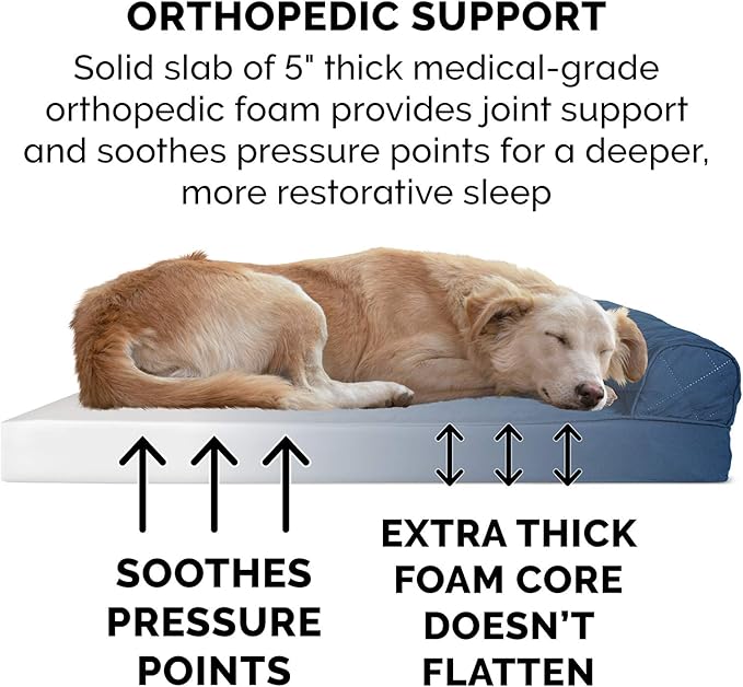 Furhaven Orthopedic Dog Bed for Large Dogs w/ Removable Bolsters & Washable Cover 125 lbs