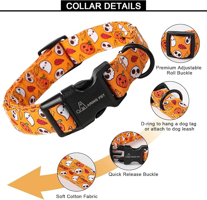 ARING PET Halloween Dog Collar-Cotton Cute Pumpkin Dog Collar