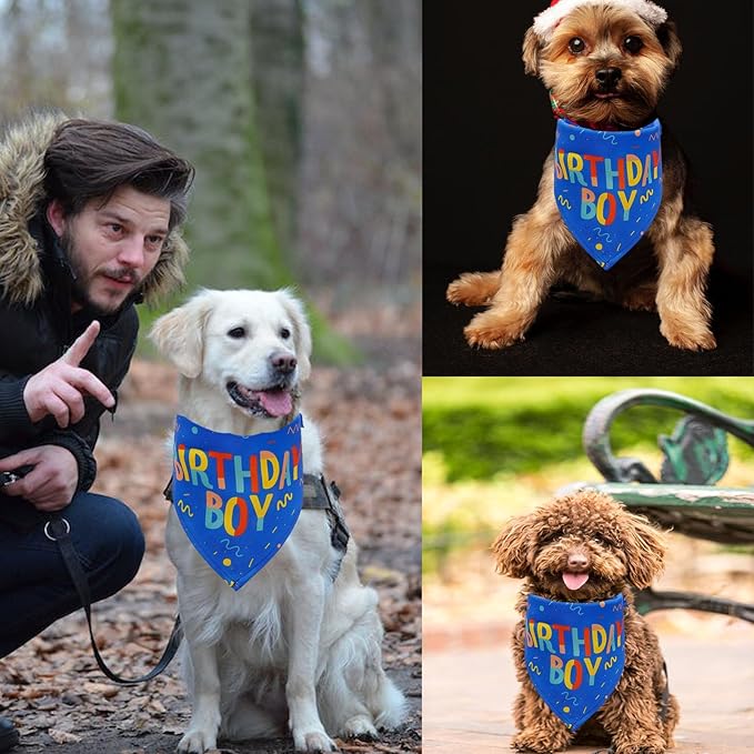 Birthday Boy Dog Bandana, Printed Dog Bandana Pet Scarf Dog Birthday Party Supplies for Dogs Pet Accessories for Dog Lovers Reveal Ideas