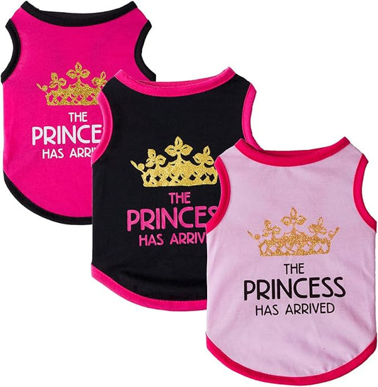 Dog Shirt 3 Pcs Summer Cotton Vests for Small Dog Cats Boy Girl (Princess, Medium)