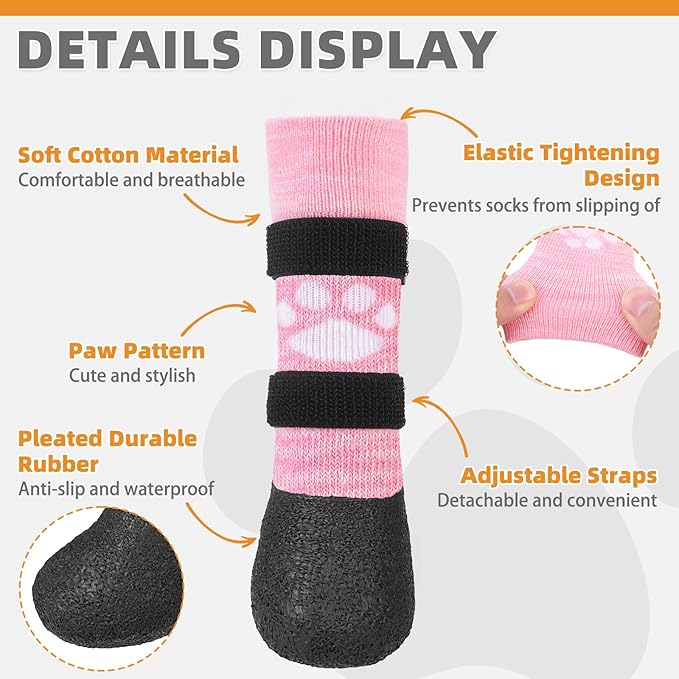 KOOLTAIL Anti Slip Dog Socks to Prevent Licking Paws for Hot/Clod Pavement